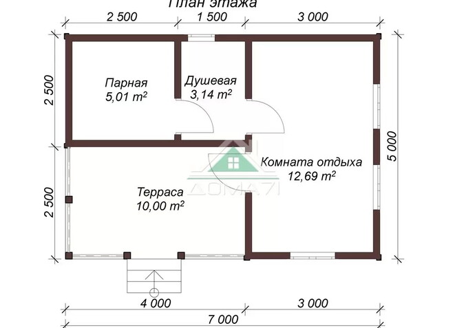 Баня каркасная 7х5 проект 5