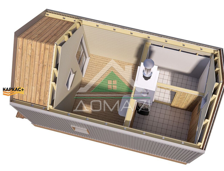 Баня каркасная 4х6 из сухой строганной доски
