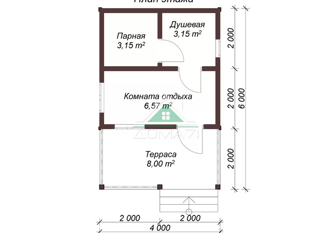 Баня каркасная 6х4 проект 1