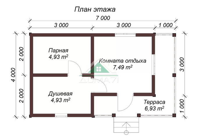 Баня каркасная 7х4 проект 4