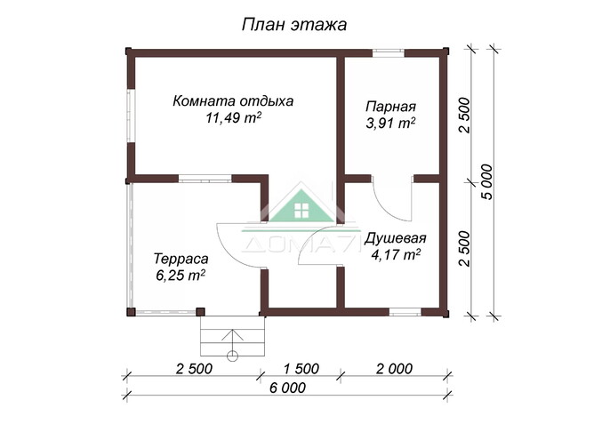 Баня каркасная 5х6 проект 2