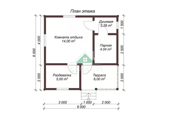 Баня каркасная 6х6 проект 6