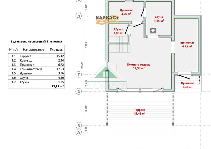 Баня каркасная 10х7 из сухой строганной доски