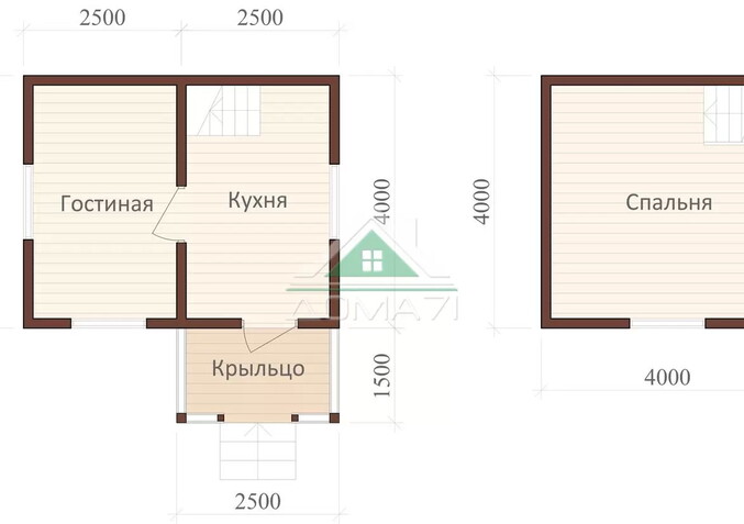 Каркасный дачный дом 4х5 проект 5