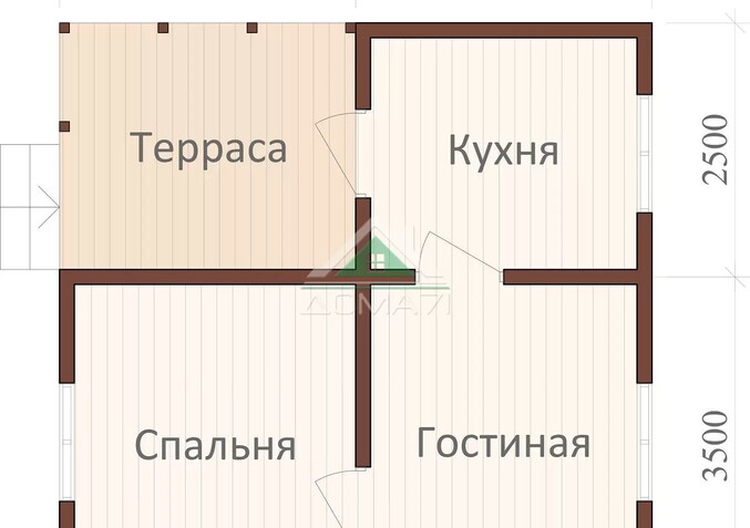Каркасный одноэтажный дачный дом 6х6 проект 6