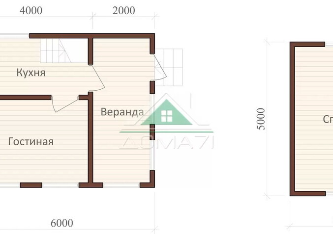 Каркасный дачный дом 5х6 проект 7