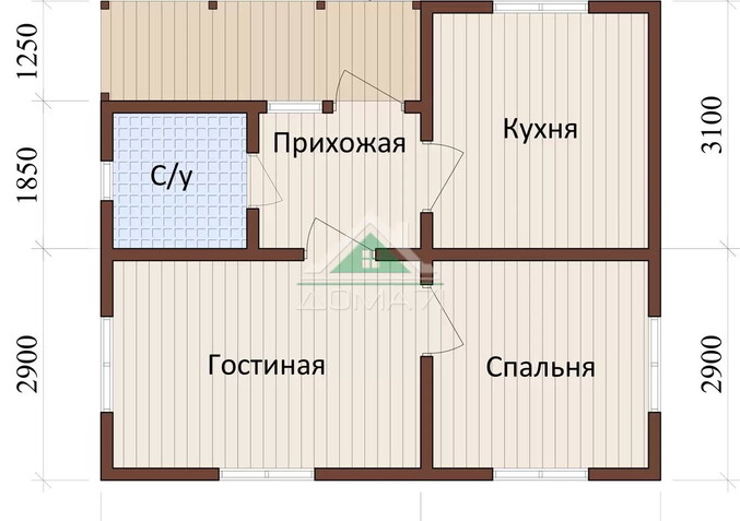 Каркасный дачный дом 6х7 одноэтажный проект 8