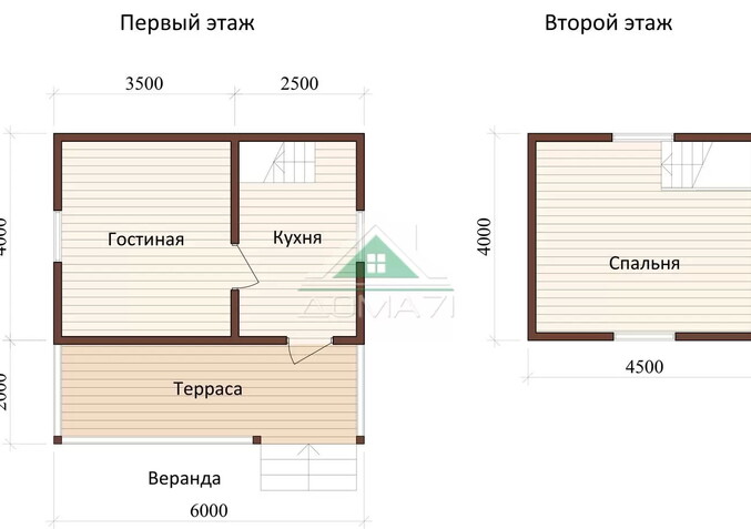 Каркасный дачный дом 6х6 проект 11