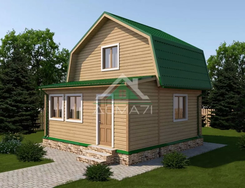 Каркасный дачный дом 6х6 проект 12