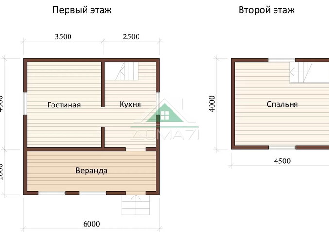 Каркасный дачный дом 6х6 проект 12