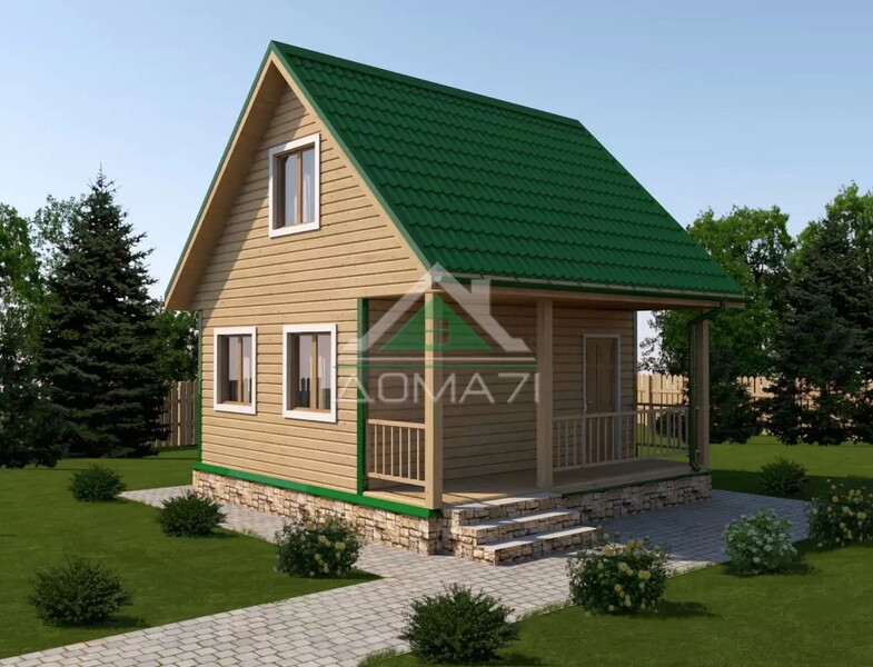 Каркасный дачный дом 6х6 проект 13