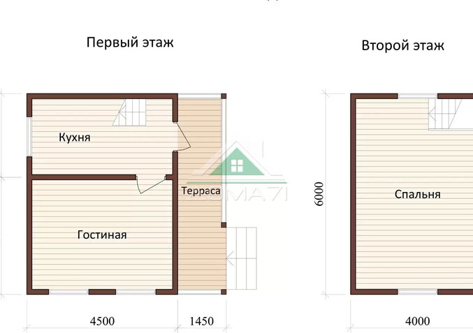 Каркасный дачный дом 6х6 проект 13
