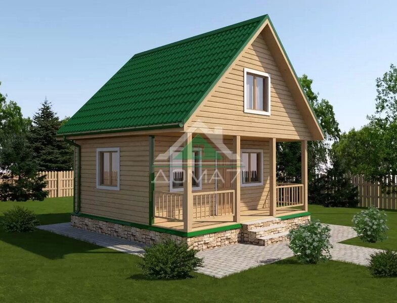 Каркасный дачный дом 6х6 проект 14