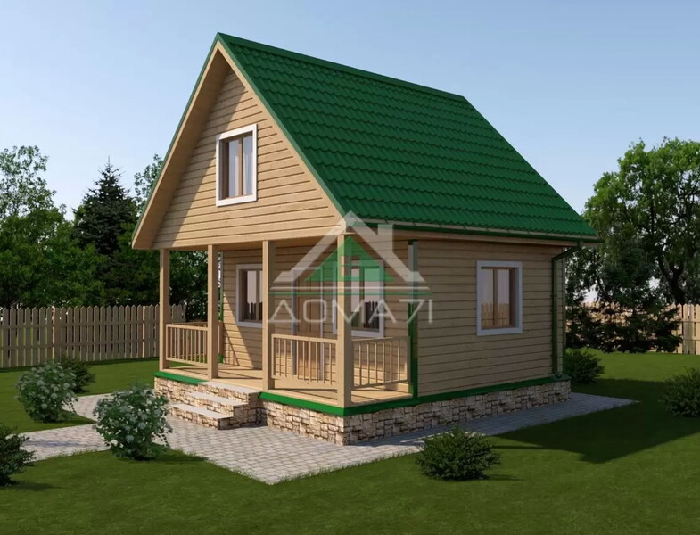 Каркасный дачный дом 6х6 проект 14