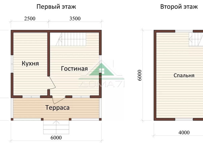 Каркасный дачный дом 6х6 проект 14