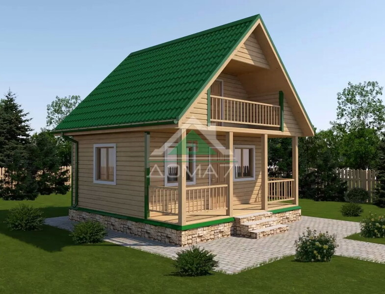 Каркасный дачный дом 6х6 проект 15