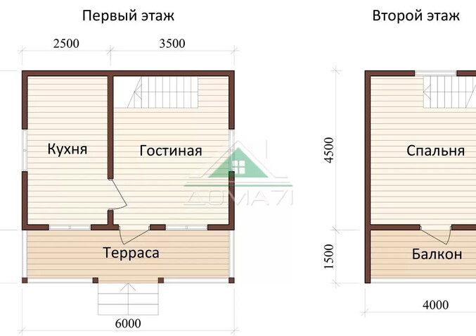 Каркасный дачный дом 6х6 проект 15