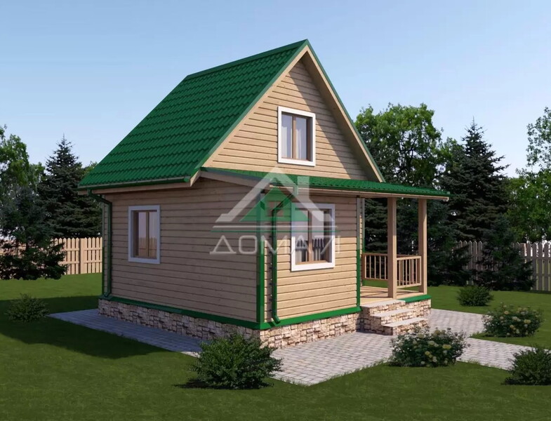 Каркасный дачный дом 6х6 проект 16