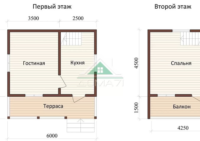 Каркасный дачный дом 6х6 проект 17