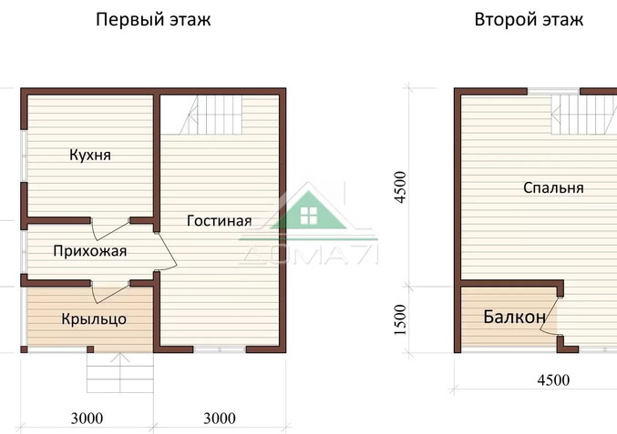 Каркасный дачный дом 6х6 проект 18