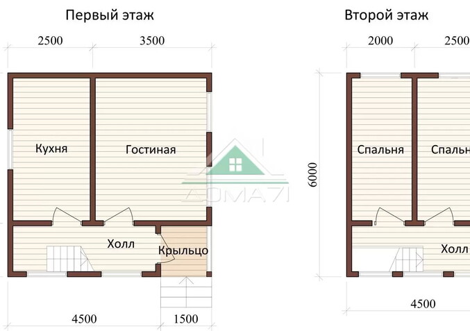 Каркасный дачный дом 6х6 проект 20