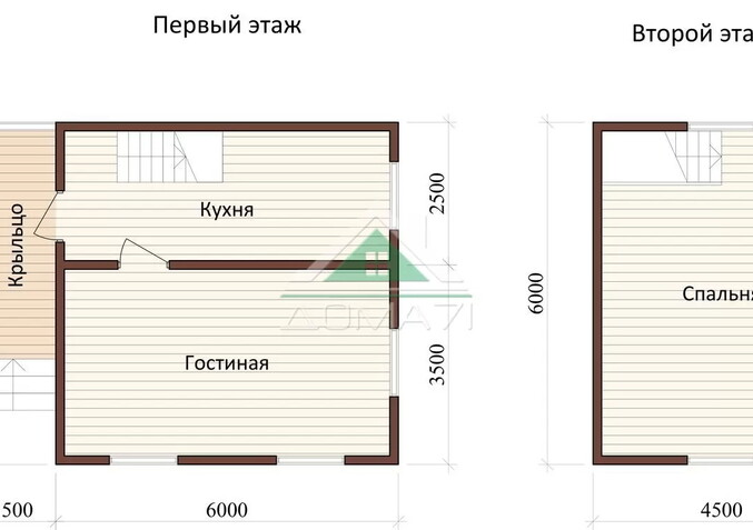 Каркасный дачный дом 6х7,5 проект 22