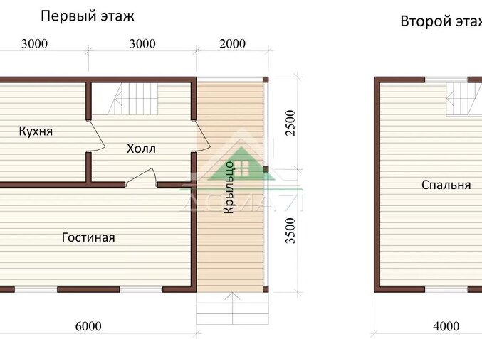 Каркасный дачный дом 6х8 проект 23
