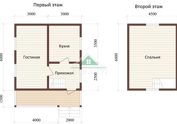 Каркасный дачный дом 6х7,5 проект 24