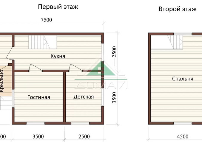 Каркасный дачный дом 6х7,5 проект 25