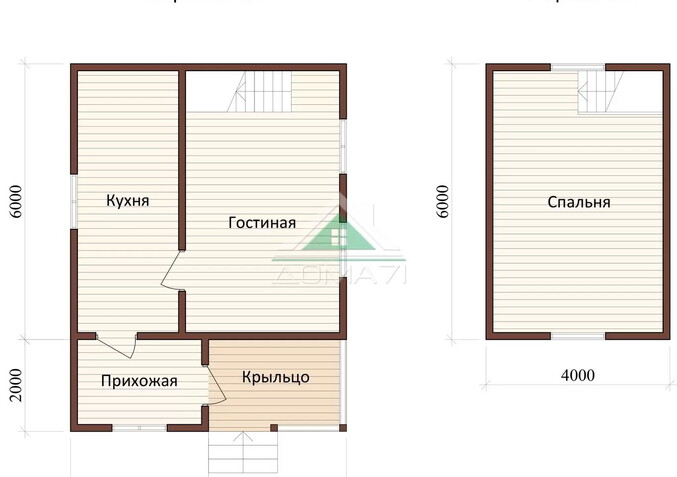 Каркасный дачный дом 6х8 проект 28