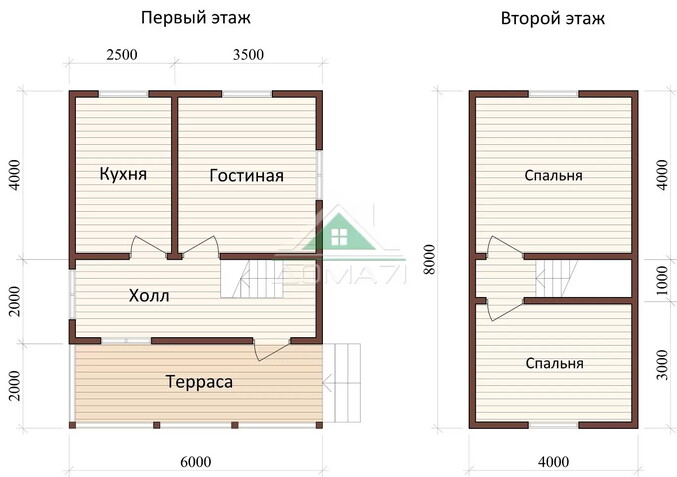 Каркасный дачный дом 6х8 проект 30