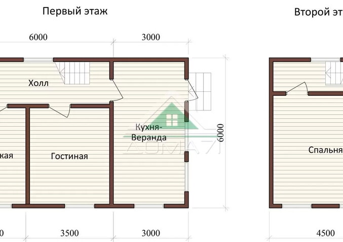 Каркасный дачный дом 6х9 проект 31