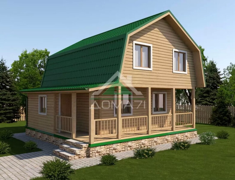 Каркасный дачный дом 7,5х7,5 проект 32