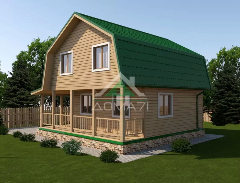 Каркасный дачный дом 7,5х7,5 проект 32