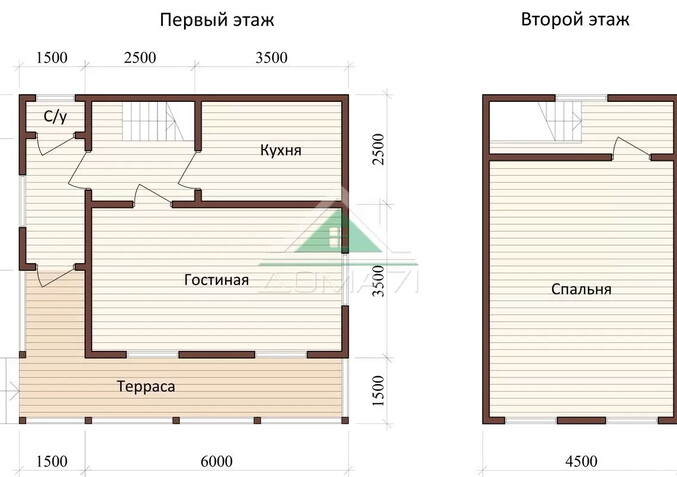 Каркасный дачный дом 7,5х7,5 проект 32