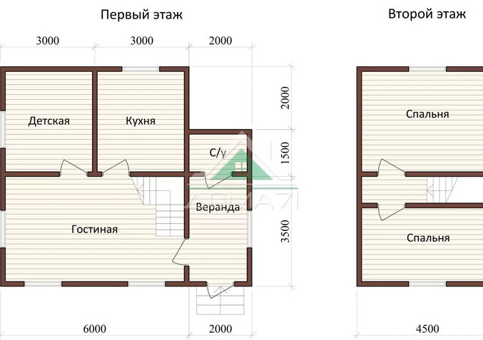 Каркасный дачный дом 7х8 проект 33