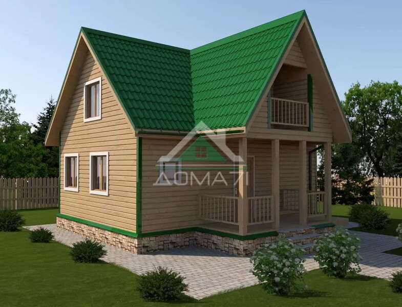 Каркасный дачный дом 8х8 проект 40