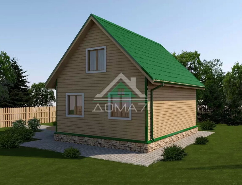 Каркасный дачный дом 8х8 проект 40