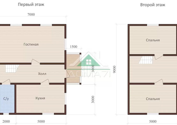 Каркасный дачный дом 7х9 проект 41