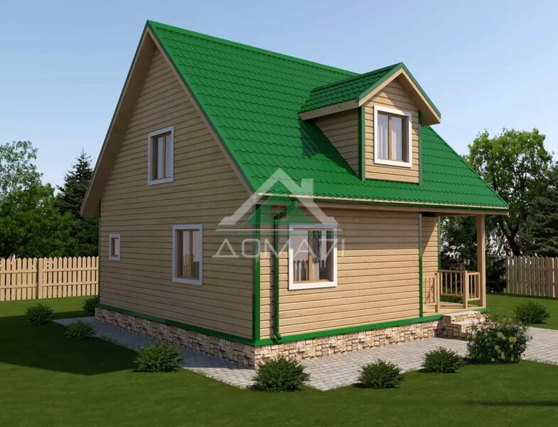 Каркасный дачный дом 8х8 проект 42