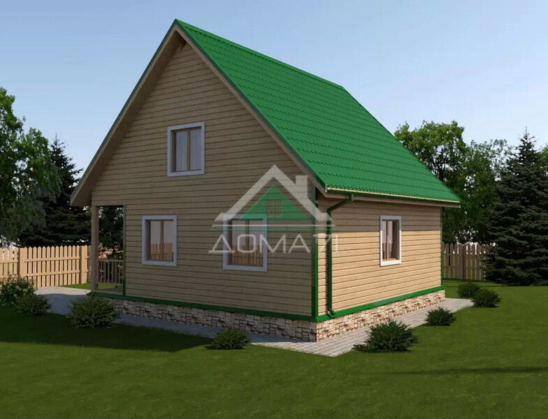 Каркасный дачный дом 8х8 проект 42