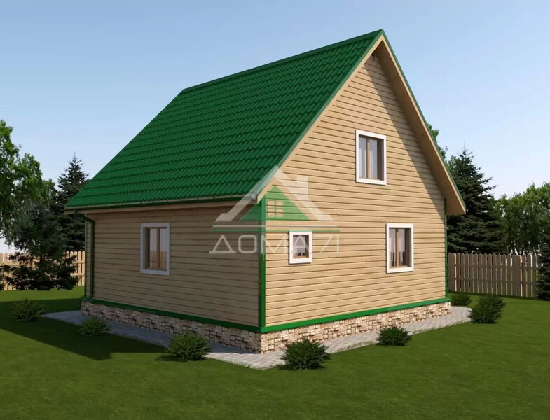 Каркасный дачный дом 8х8 проект 42