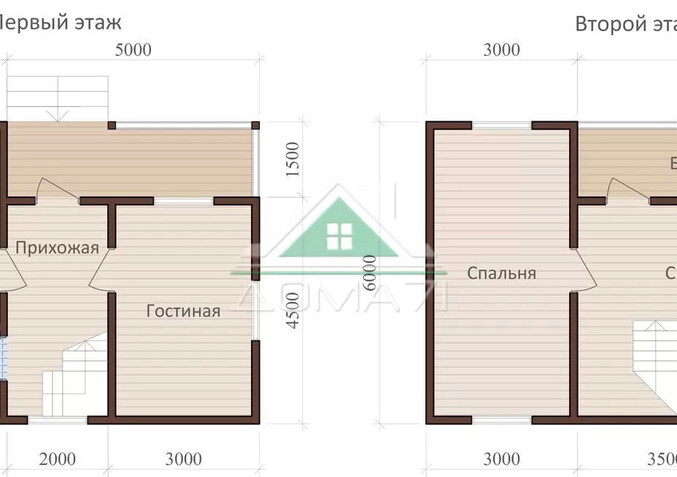 Каркасный дачный дом 6х8 проект 43