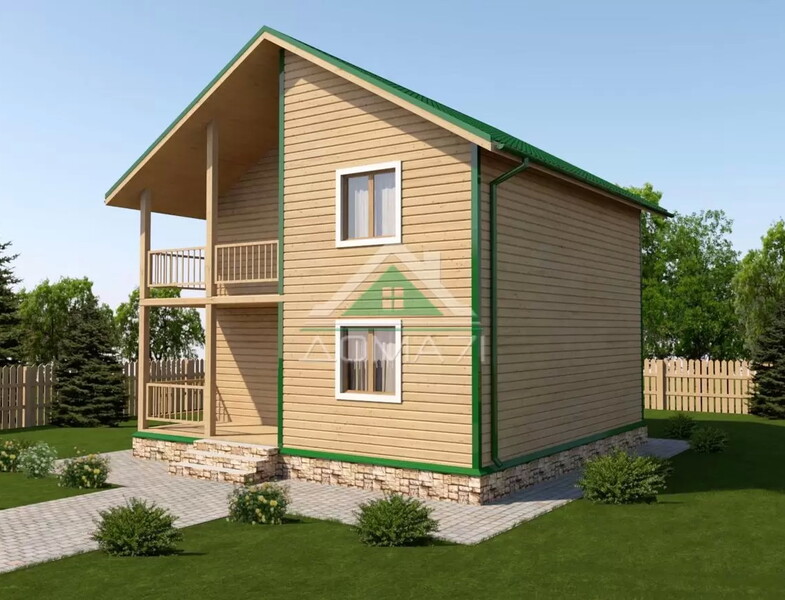 Каркасный дачный дом 8х8 проект 44