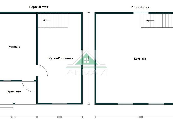 Каркасный дачный дом 6х6 проект 45