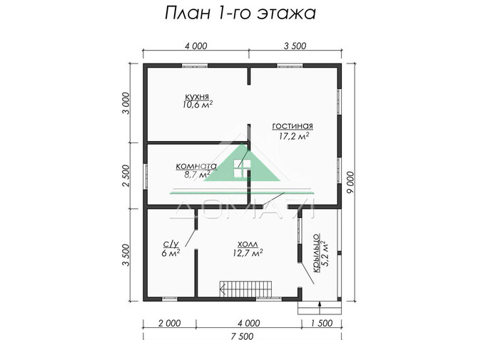 Каркасный дом 9×7.5 проект 48