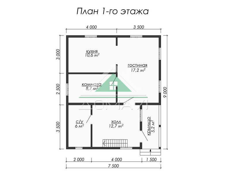 Каркасный дом 9×7.5 проект 48