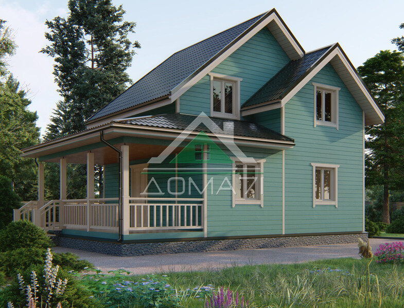 Каркасный дом 9.5×7 проект 49