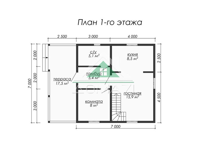 Каркасный дом 9.5×7 проект 49