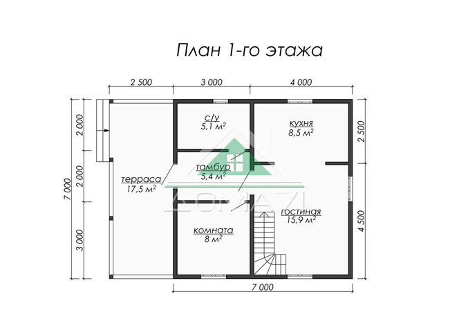 Каркасный дом 9.5×7 проект 49